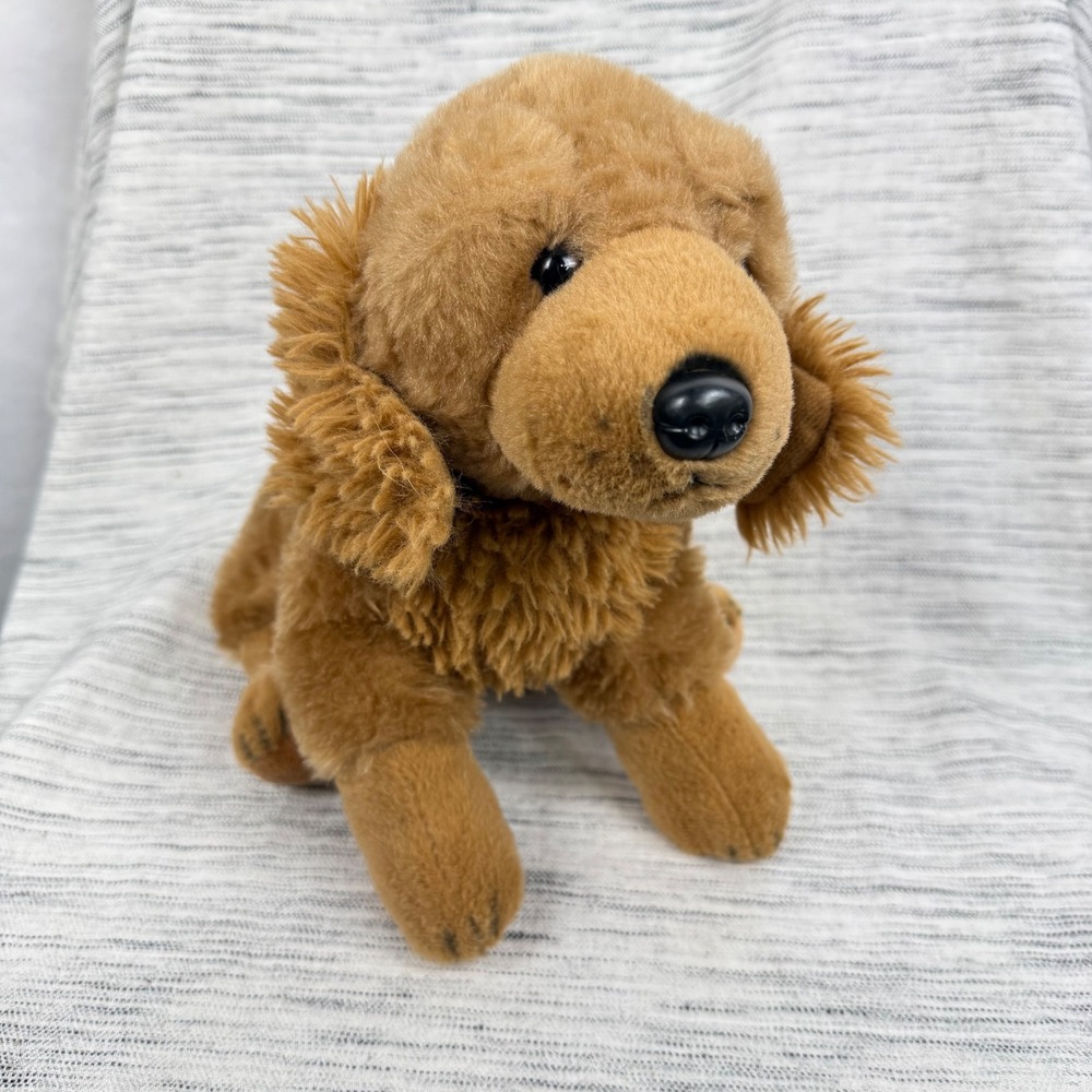 The Petting Zoo Golden Retriever Dog Plush Recycled Materials 10" Soft EUC